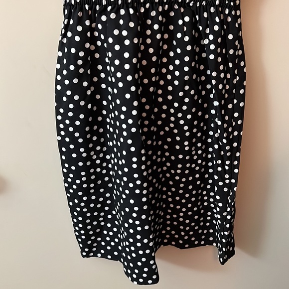 & others stories tie up mini wrap dress in black and white polka dot size 10 - Picture 6 of 7